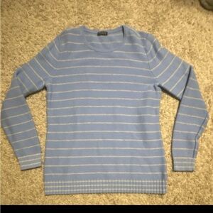 Talbots Light Blue and White Striped Sweater